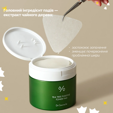 Тонизирующие пады с экстрактом чайного дерева Dr.Ceuracle Tea Tree Purifine Toner Pad, 60 шт Купить  оптом в Украине