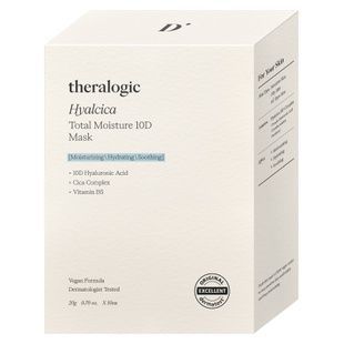 Тканинна маска з 10 формами гіалуронової кислоти та центелою Theralogic Hyalcica Total Moisture 10 D Mask Pack, 20 мл * 10 шт Купити оптом в Україні