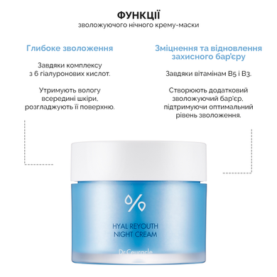 Увлажняющий ночной крем-маска с гиалуроновой кислотой Dr.Ceuracle Hyal Reyouth Night Cream, тестер 2мл Купить  оптом в Украине