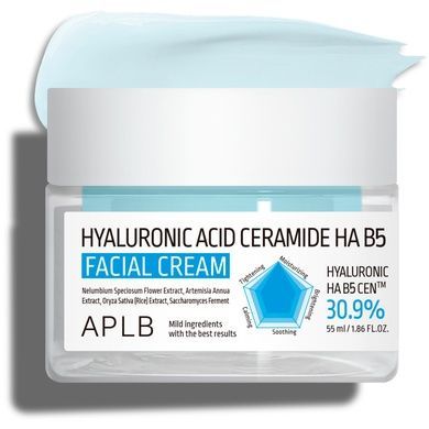 Крем для лица с гиалуроновой кислотой, керамидами и витамином B5 APLB Hyaluronic Acid Ceramide HA B5 Facial Cream, 55 мл Купить  оптом в Украине